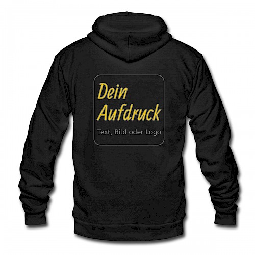 Unisex Kapuzenjacke von Bella + Canvas Schwarz mit Text, Bild oder Logo bedrucken lassen