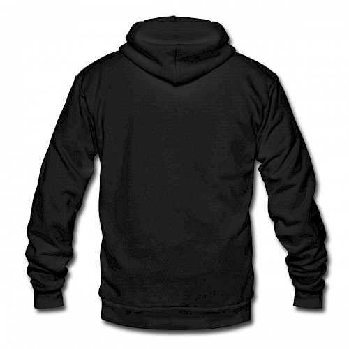 Unisex Kapuzenjacke von Bella + Canvas Hinten in der Farbe Schwarz bedrucken lassen