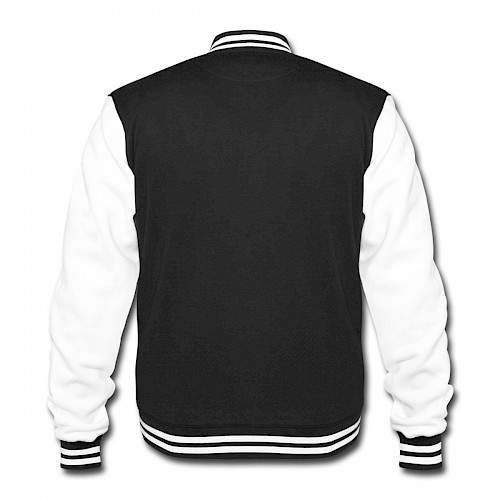 College-Sweatjacke Hinten in der Farbe Schwarz/Weiß bedrucken lassen