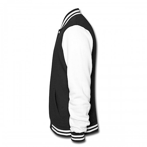 College-Sweatjacke Links in der Farbe Schwarz/Weiß bedrucken lassen