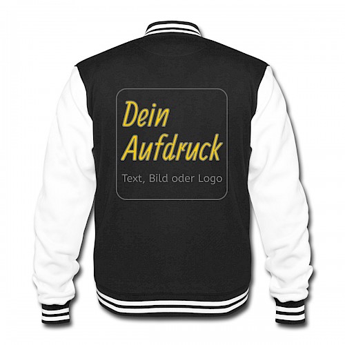 College-Sweatjacke Schwarz/Weiß mit Text, Bild oder Logo bedrucken lassen