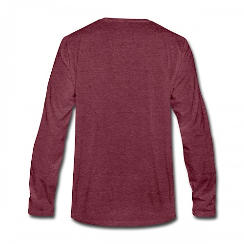 Männer Premium Langarmshirt Hinten in der Farbe Bordeauxrot meliert bedrucken lassen