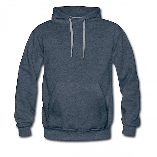 Männer Premium Hoodie Vorne in der Farbe Jeansblau bedrucken lassen