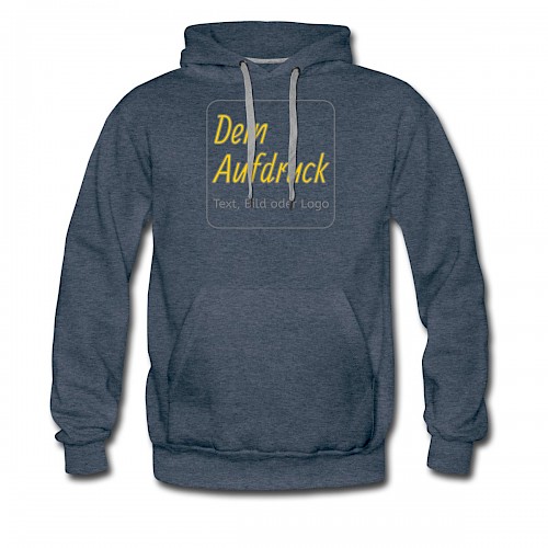 Männer Premium Hoodie Jeansblau mit Text, Bild oder Logo bedrucken lassen