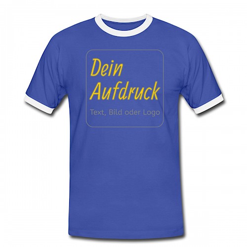Männer Kontrast-T-Shirt Blau/Weiß mit Text, Bild oder Logo bedrucken lassen
