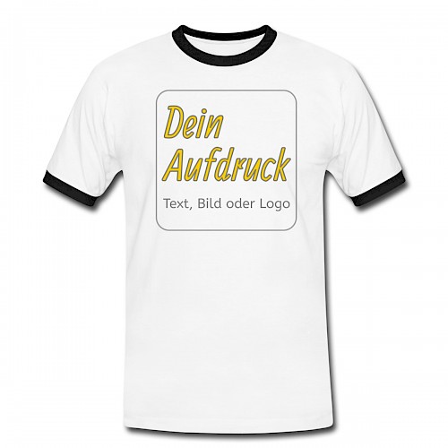 Männer Kontrast-T-Shirt Weiß/Schwarz mit Text, Bild oder Logo bedrucken lassen