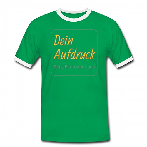 Männer Kontrast-T-Shirt Kelly Green/Weiß mit Text, Bild oder Logo bedrucken lassen