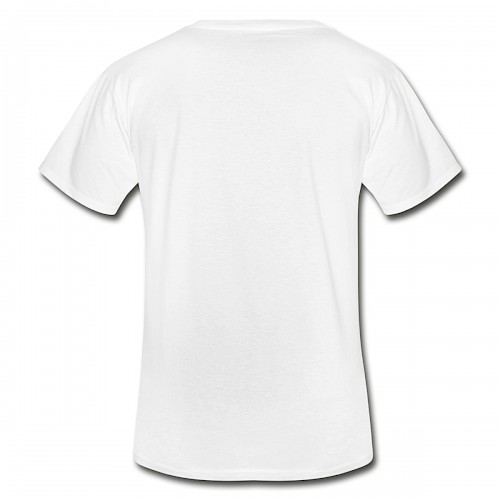 Klassisches Männer-T-Shirt mit V-Ausschnitt Hinten in der Farbe Weiß bedrucken lassen