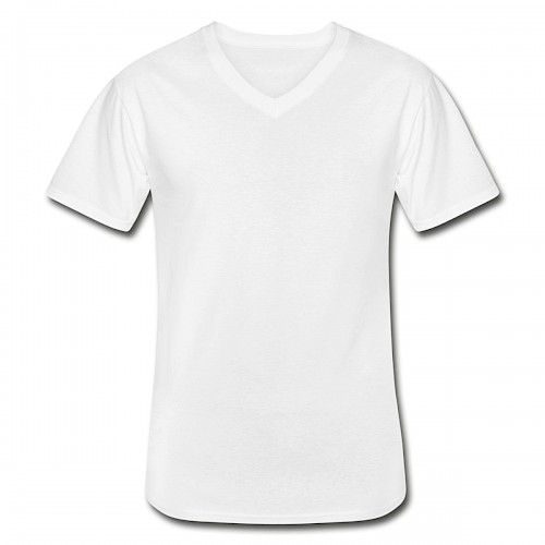 Klassisches Männer-T-Shirt mit V-Ausschnitt Vorne in der Farbe Weiß bedrucken lassen