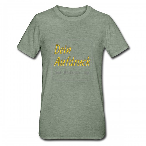 Unisex Polycotton T-Shirt Militärgrün meliert mit Text, Bild oder Logo bedrucken lassen