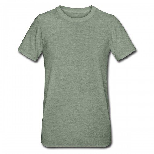Unisex Polycotton T-Shirt Vorne in der Farbe Militärgrün meliert bedrucken lassen