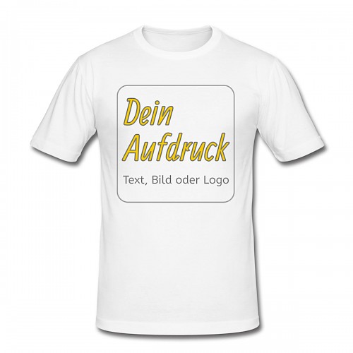 Männer Slim Fit T-Shirt Weiß mit Text, Bild oder Logo bedrucken lassen
