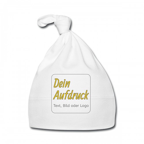Baby Mütze Weiß mit Text, Bild oder Logo bedrucken lassen