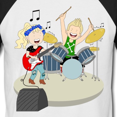 Abschluss T-Shirt - süßes lustiges Paar mit Gitarre und Drums