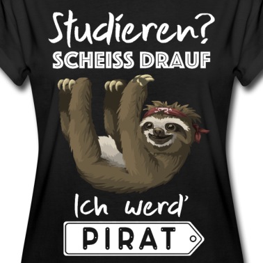 Abitur T-Shirt - Studieren? Scheiß drauf ich werd' Pirat, Faultier