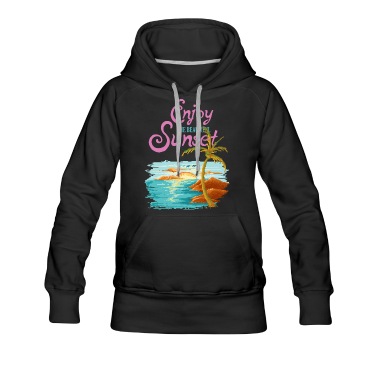 Abschlussfahrt Hoodie - Urlaub Strand Sonnenuntergang Palmen