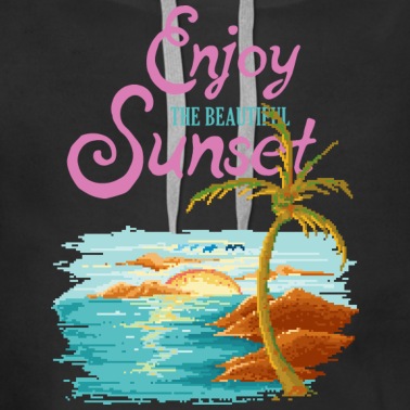 Abschlussfahrt Hoodie - Urlaub Strand Sonnenuntergang Palmen