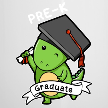 Abschluss Emaille Tasse - Vor-K graduierter Dinosaurier - lustiges Abschluss-Geschenk