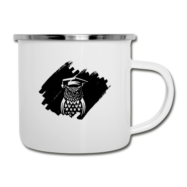 Abschluss Emaille Tasse - Schulabgänger Abschluss Eule Bestanden