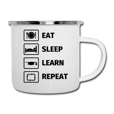 Abschluss Emaille Tasse - EAT SLEEP LEARN REPEAT