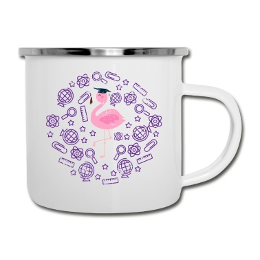 Abschluss Emaille Tasse - Flamingo Abschluss Schule Uni Geschenk