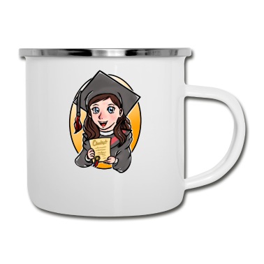Abschluss Emaille Tasse - Bachelor / Master / Abschluss / Ausbildung Mädchen