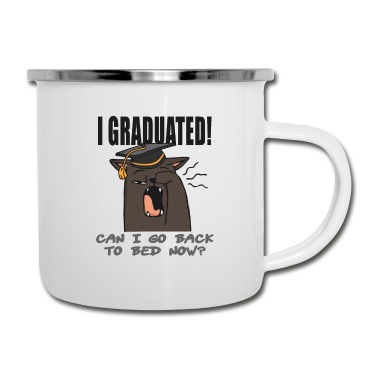 Abschluss Emaille Tasse - Abschluss Bachelor Lustig Katze Uni