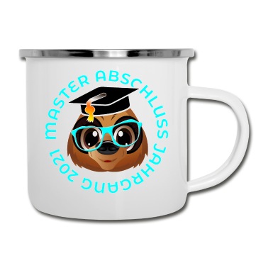 Abschluss Emaille Tasse - Master Abschluss Jahrgang 2021 FAULTIERE BRILLE