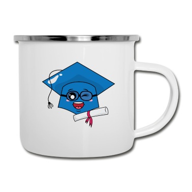 Abschluss Emaille Tasse - Netter Abschluss-Hut und Diplom