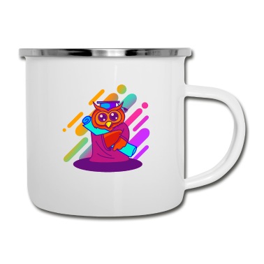 Abschluss Emaille Tasse - Kindergarten Geschenk Eule mit Abschluss