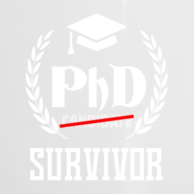 Abschluss Emaille Tasse - Lustiger PHD-Überlebender für Abschluss-Studenten-Geschenk