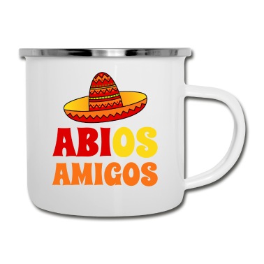 Abschluss Emaille Tasse - Abios Amigos Spruch Abitur Abschluß Sombrero bunt