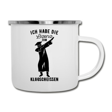 Abschluss Emaille Tasse - Lizenz klugscheissen Schule Geschenk Abschluss