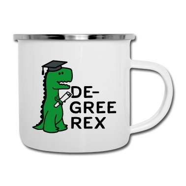 Abschluss Emaille Tasse - Degree Rex T-Rex Diploma Lustig Abschluss Geschenk