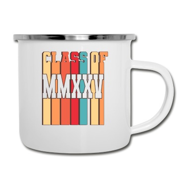 Abschluss Emaille Tasse - Class of 2025 Schule Abschluss MMXXV Diplom Retro