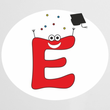 Abschluss Emaille Tasse - Feiernder Buchstabe E