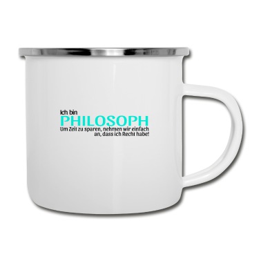 Abschluss Emaille Tasse - Philosoph Geschenkidee lustig Spruch Geschenk