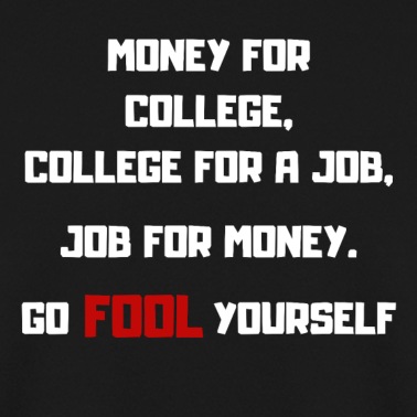 Klassenfahrt Pullover - MONEY COLLEGE FOOL Schulden Uni T-Shirt mit Spruch