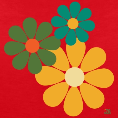 Klassenfahrt T-Shirt - Farbig bunte siebziger Blumen