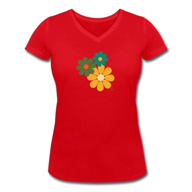 Klassenfahrt T-Shirt - Farbig bunte siebziger Blumen
