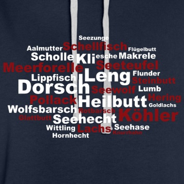 Angeln Hoodie - Meeresfische Norwegen rot weiss I Angeln Fisch