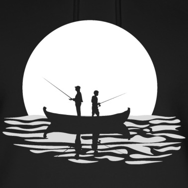 Angeln Hoodie - Papa Vater und Sohn Angeln gemeinsam Mondschein 5