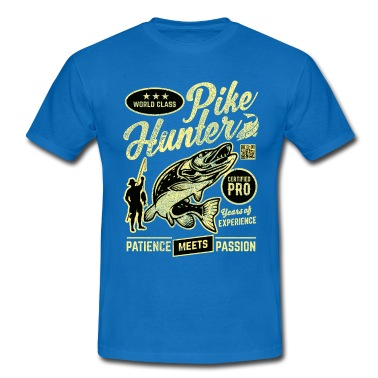 Angeln T-Shirt - Angler Motiv World Class Pike Hunter, Sepia