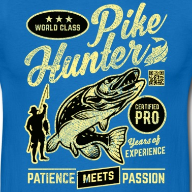 Angeln T-Shirt - Angler Motiv World Class Pike Hunter, Sepia