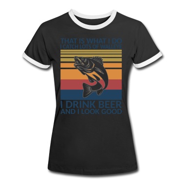 Angeln T-Shirt - Lustiger Bier und Angeln Zander Spruch