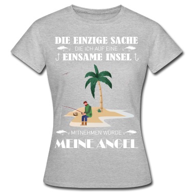 Angeln T-Shirt - Einsame Insel mit Angel Angler