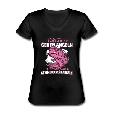 Angeln T-Shirt - Echte Frauen Gehen angeln Anglerin Fischerin