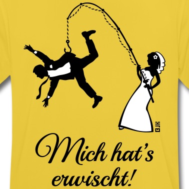 Angeln T-Shirt - Mich Hat’s Erwischt! (Bräutigam, Angel, JGA, 2C)