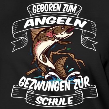 Angeln T-Shirt - Lustiger Geboren zum Angeln gezwungen Schule Fisch