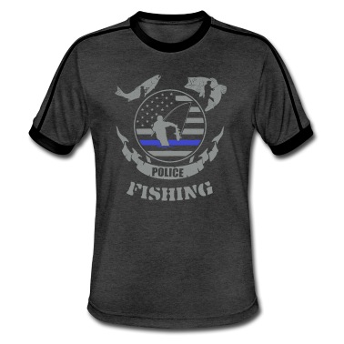 Angeln T-Shirt - US Flagge Police Fishing, Angler Angeln Polizei